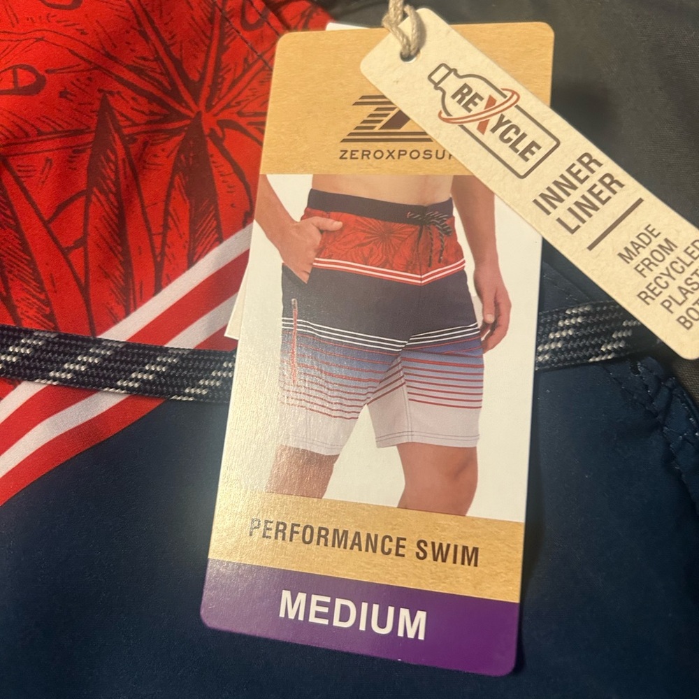 ZeroXposur Men's Swim Shorts - Red and Navy